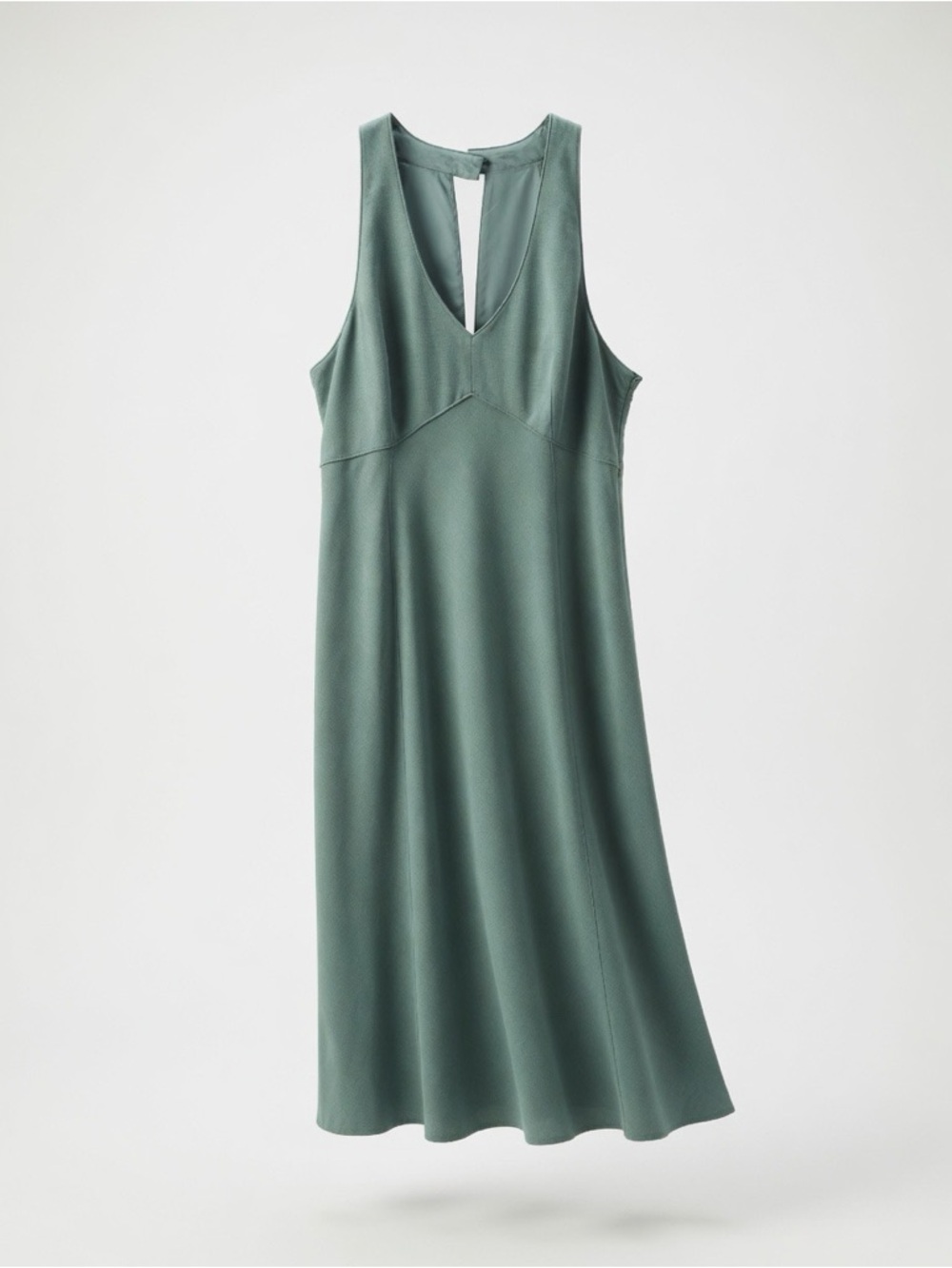 Ann Taylor LOFT Linen Blend Midi Dress | Sage Green | Sleeveless VNeck | Size 12
